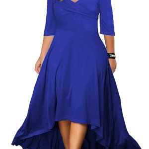 Plus Size Curve Party/Swing Formal Dress Solid Color Midi   2 XL    ROYAL BLUE